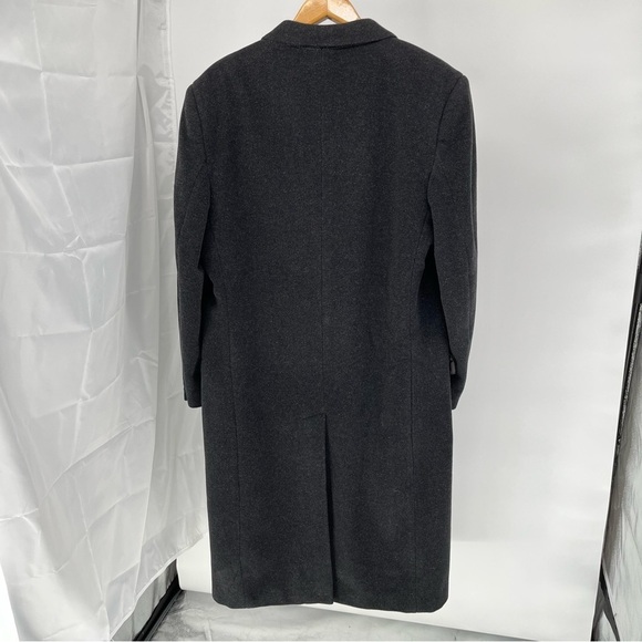 Italian Men’s Wool And Cashmere Overcoat Size 44L Black Dress Pea Coat - Picture 9 of 16